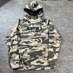UNRL Hoodie Mens Small Green Camo Pullover Game 1 Hockey Kangaroo Pocket